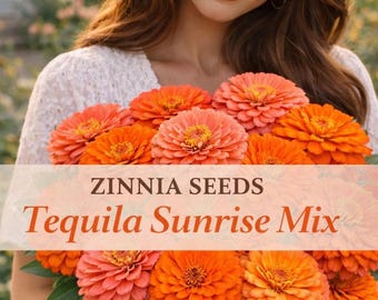 Tequila Sunrise Mix Zinnia Seeds, Orange & Coral Zinnia Seeds