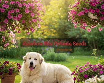 Buy 2, Get 1 Free, Rainbow Petunia Seeds Mix, Vibrant Multicolor Petunia Flowers for Gardens & Hanging Baskets!