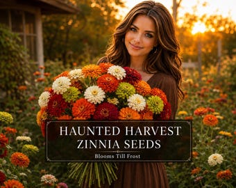 Haunted Harvest Zinnia Seeds Mix- Holiday Spooky, Blooms Till Frost.