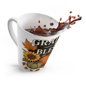 Grateful & Blessed Pumpkin Latte Mug - Autumn Coffee Cup, Thanksgiving Gift, Fall Decor, Seasonal Tableware, Cozy Kitchen Accent