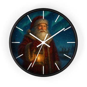 Santa Claus Wall Clock, Christmas Home Decor, Holiday Gift, Festive Clock, Seasonal Wall Timepiece