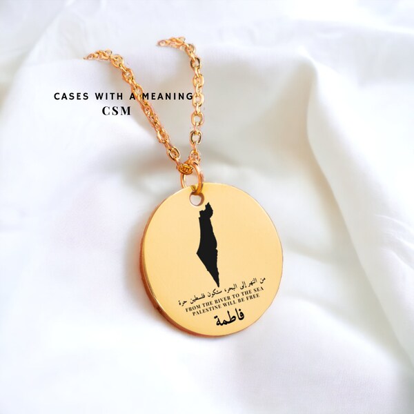 Palestine Necklace | Gaza Necklace | Personalised 18K Gold Plated Arabic Name Necklace | Arabic name necklace | Palestine