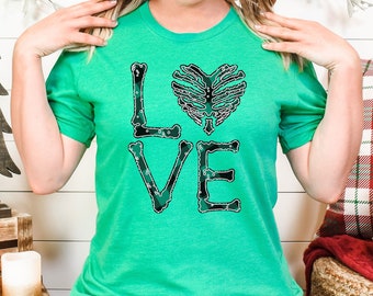 Love Shirt, Heart Love Shirt, Valentine’s Day Shirt, Bone Valentine Shirt, Skeleton Valentine Shirt, Skull Valentine Shirt, Funny Love Shirt