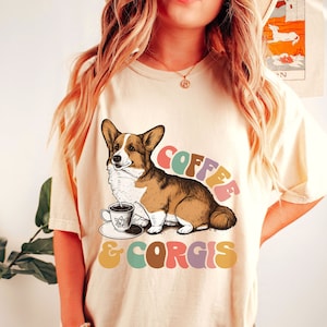 Coffee And Corgis Png, Funny Dog Design, Coffee Lover Png, Retro Dog Mom Png, Groovy Corgis Design, Corgi Mom Png, Corgis Lover Sublimation