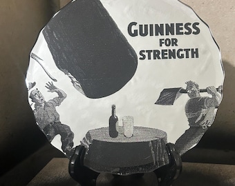 Guinness geätzter Spiegel - Retro irischer Pub Bar Mann Höhlen-Kunst (140 mm)