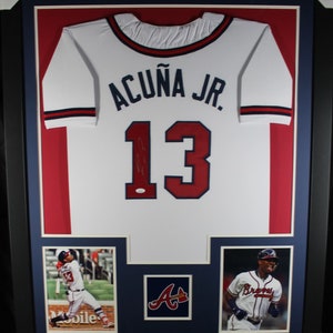 Ronald Acuna Jr. Signed Authentic World Series Braves Framed Jersey JSA COA