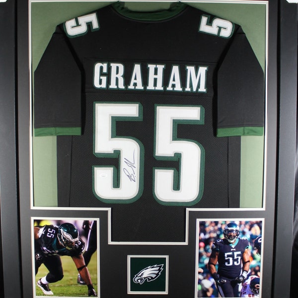 Brandon Graham (Philadelphia Eagles black tower) Signed Autographed Framed Jersey JSA coa