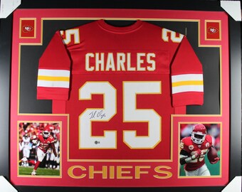 Jamaal Charles (Chiefs red skyline) Signed Autographed Framed Jersey Beckett coa