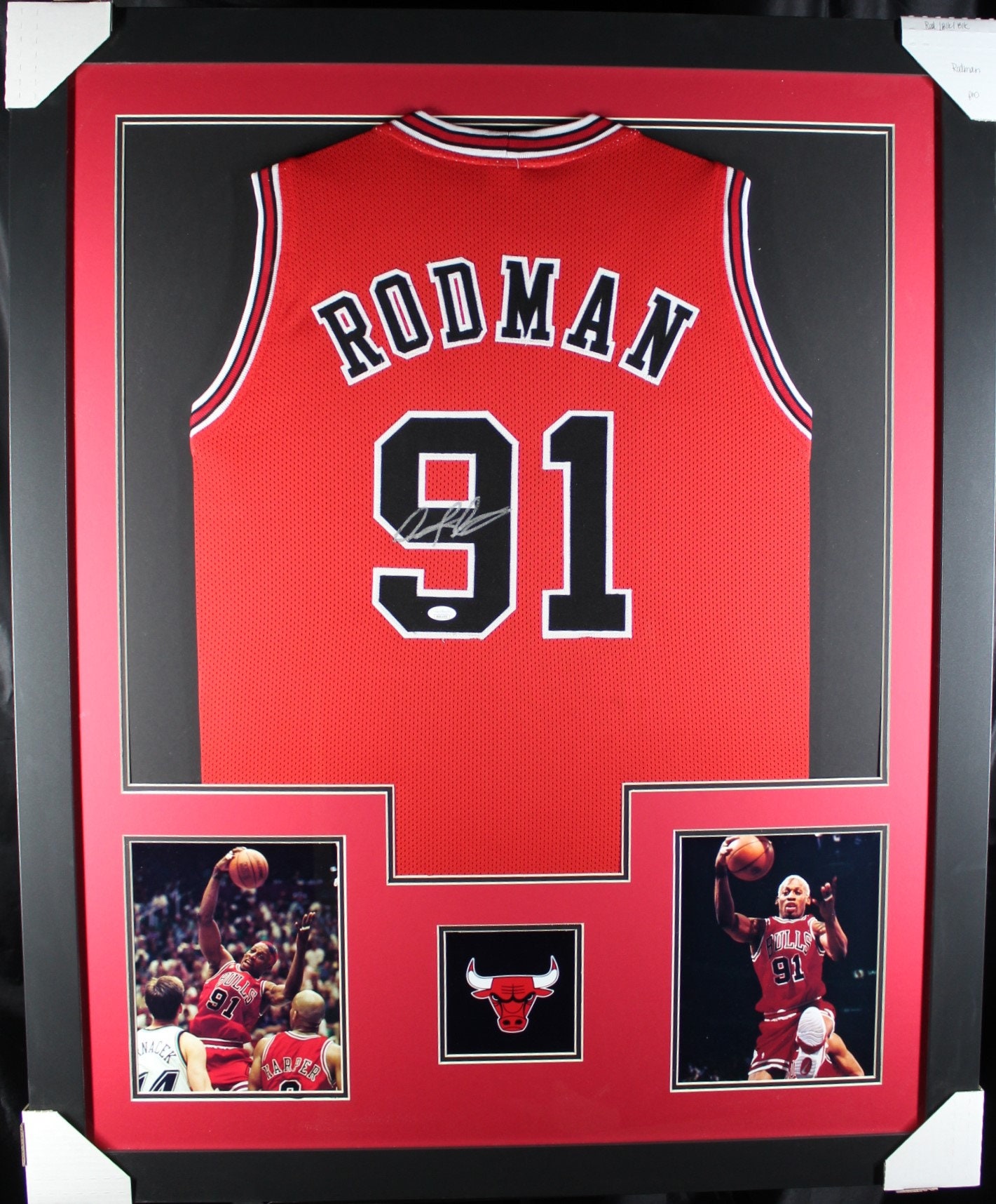 Dennis Rodman Signed Framed White Jersey JSA Autographed Chicago Bulls
