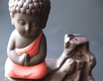 Ceramic Buddha Backflow Incense Burner: Meditation Decor