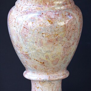 Large Vintage Pink Marble Vase – Heavy Stone Home Decor, Mid Century Modern Marble Vessel, Retro Mantel Vase, Elegant Sculptural Table Decor