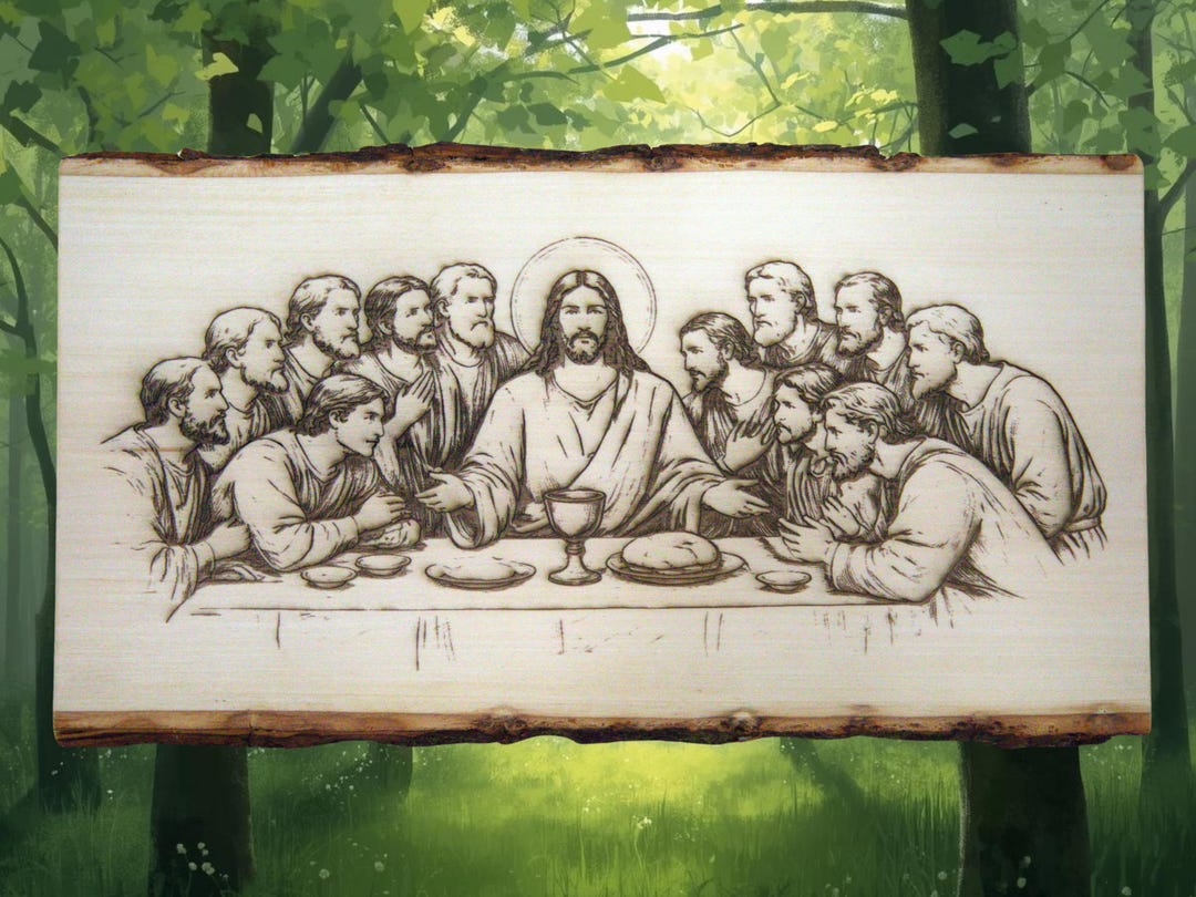 Rustic Last Supper Engraved Last Supper Basswood Wall Art – Rustic Christian Easter Decor ...