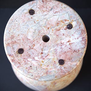 Large Vintage Pink Marble Vase – Heavy Stone Home Decor, Mid Century Modern Marble Vessel, Retro Mantel Vase, Elegant Sculptural Table Decor