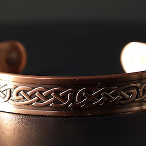 Celtic Knot Copper Cuff Bracelet: Antique Finish Magnetic Therapy