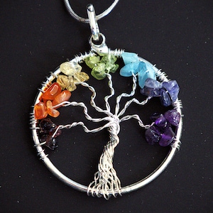 Chakra Tree of Life Pendant Necklace: Crystal Healing Jewelry