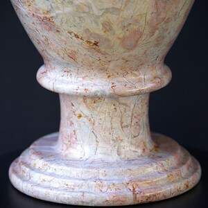 Large Vintage Pink Marble Vase – Heavy Stone Home Decor, Mid Century Modern Marble Vessel, Retro Mantel Vase, Elegant Sculptural Table Decor