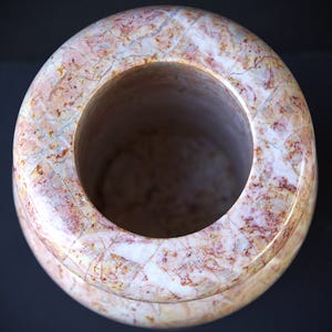 Large Vintage Pink Marble Vase – Heavy Stone Home Decor, Mid Century Modern Marble Vessel, Retro Mantel Vase, Elegant Sculptural Table Decor