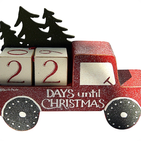 Red Truck Rustic Christmas Countdown: Wooden Holiday Advent Calendar