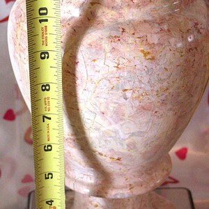 Large Vintage Pink Marble Vase – Heavy Stone Home Decor, Mid Century Modern Marble Vessel, Retro Mantel Vase, Elegant Sculptural Table Decor