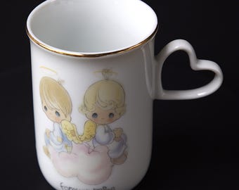 Vintage Precious Moments Mug: 1984 Enesco "Forever Mine" Porcelain Cup