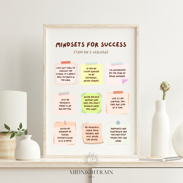 Success Wall Decor with Taylor Swift Quotes | Success Gift, Success Wall Art, Quote Art, Growth Mindset, Inspirational Digital Printable