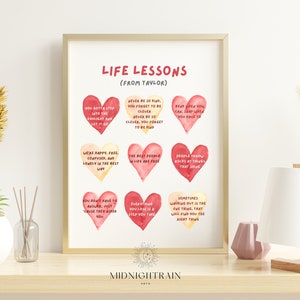 Lehren fürs Leben mit Taylor Swift Songtext | Lebensratschläge, Taylor Swift Wandkunst, Affirmationen, Swiftie Geschenk, Druck, Poster, digitaler Download