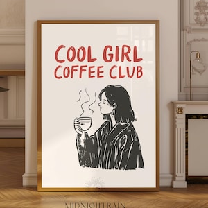 Coffee Club Download Niedliche Kaffee Bar Dekor Club Kaffee Wand Kunst Kaffee Print Küchendeko Kaffeeliebhaber Poster Retro Kaffeewagen Druck Rot