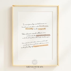 In Our Family Mission Statement Family Rules Sign Family Value Poster Home Printable Family Wall Decor Entryway Print Digital Handwriting
