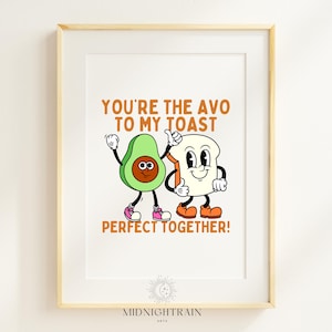 Retro Avocado Print Avocado Toast Retro Style Print Printable Kitchen Art Funny Quote Print Digital Download Art Decor Wall Art Fruit Poster