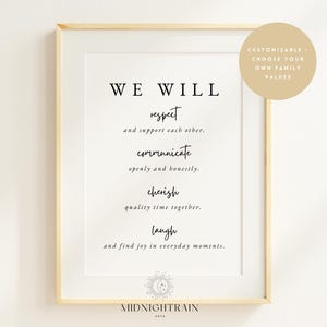 Custom Family Values Print Family Mission Statement Sign Personalized Entryway Wall Decor Home Wall Decor Family Quotes Print Digital Print