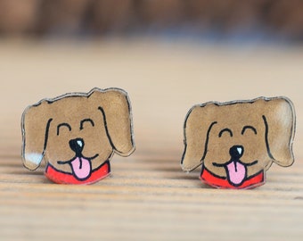 Chocolate Labrador Stud Earrings, fun kawaii earrings for dog lover gift ideas for animal lovers gift for labrador owner gifts for teen girl