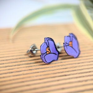Purple crocus stud earrings flower stud statement earrings for spring March birth month flower birth month gift for teen gift ideas image 3