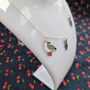 Cute seagull necklace, seagull and fish, seaside jewellery image 4