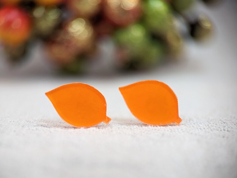 Orange Leaf Earrings, statement earrings, unique handmade gift ideas, birthday gift for her, best friend gift ideas, gift for nature lover image 3