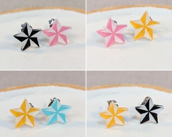 Star earrings, mismatched earring set, funky earrings, subtle pride earring star symbol sailing gift ideas nautical theme party favour