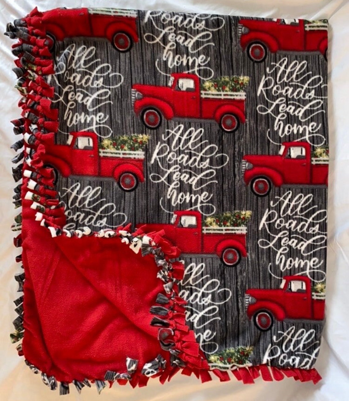 Fleece Tie Knot Blanket Fleece Blanket Adult Blanket Soft Etsy