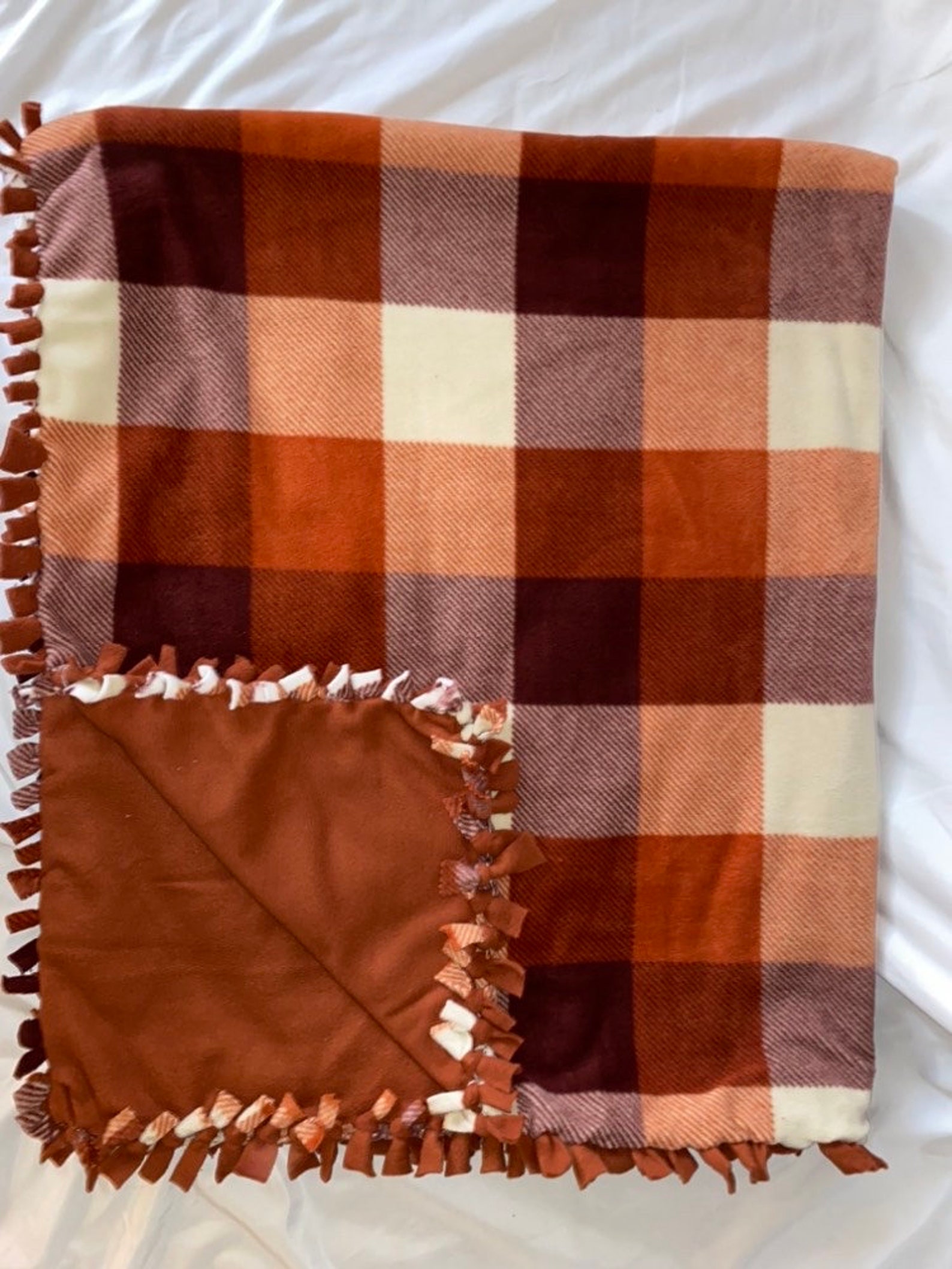 Fleece Tie Knot Blanket Fleece Blanket Adult Blanket Soft Etsy