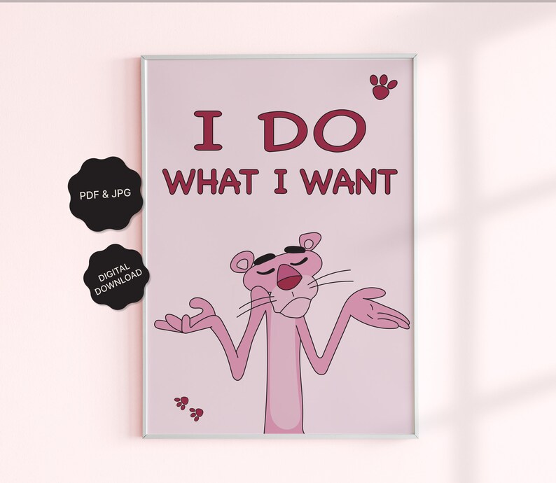 Pink Panther Quote Poster Comic Poster Cartoon Print I Etsy