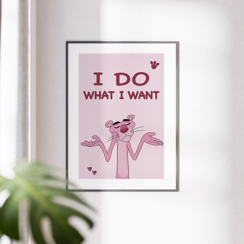 Pink Panther Quote Poster Comic Poster Cartoon Print I Etsy