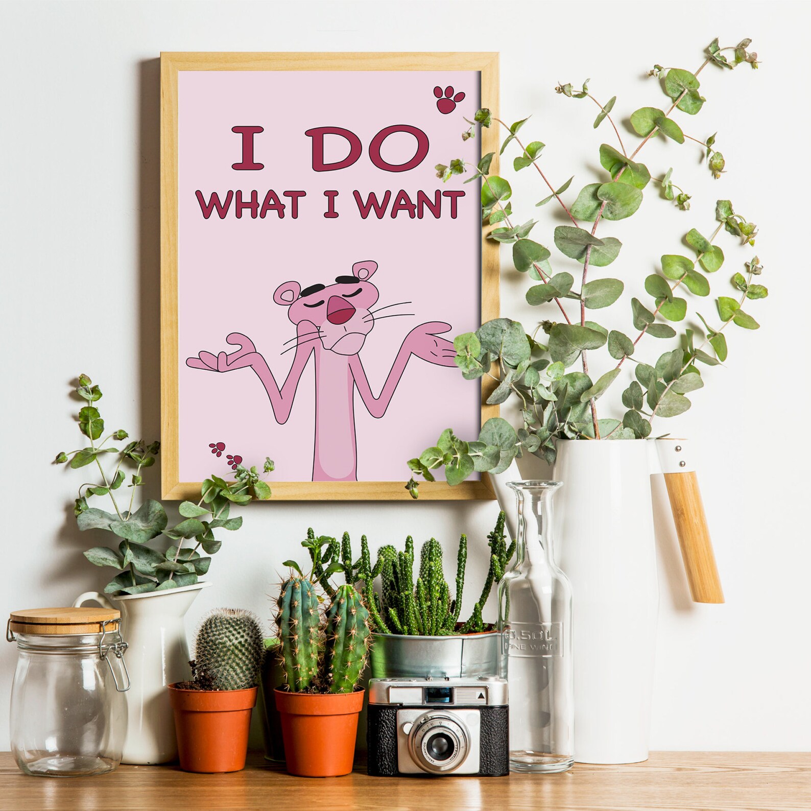 Pink Panther Quote Poster Comic Poster Cartoon Print I Etsy