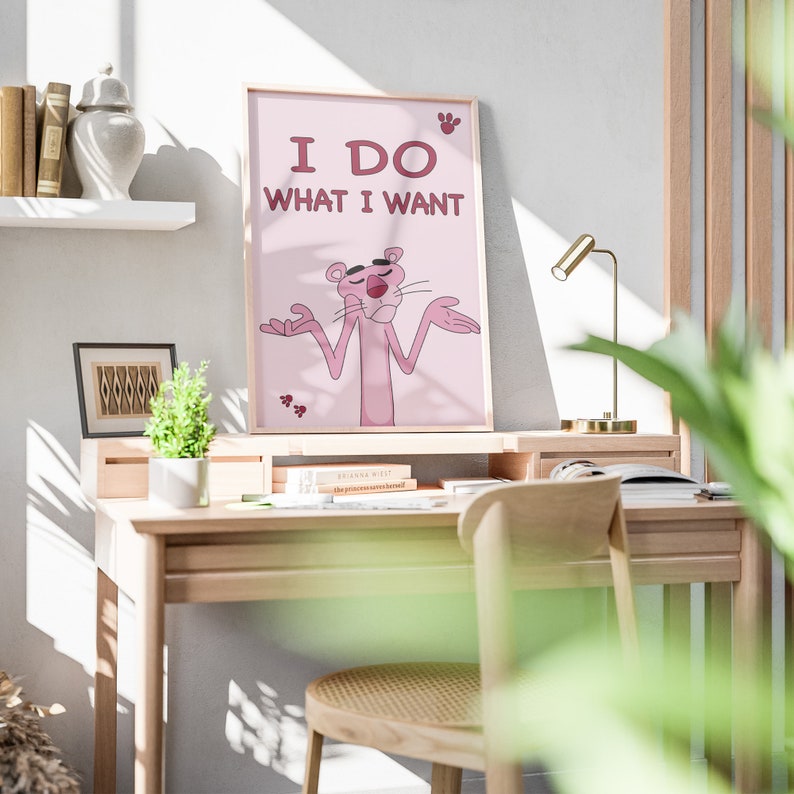 Pink Panther Quote Poster Comic Poster Cartoon Print I Etsy