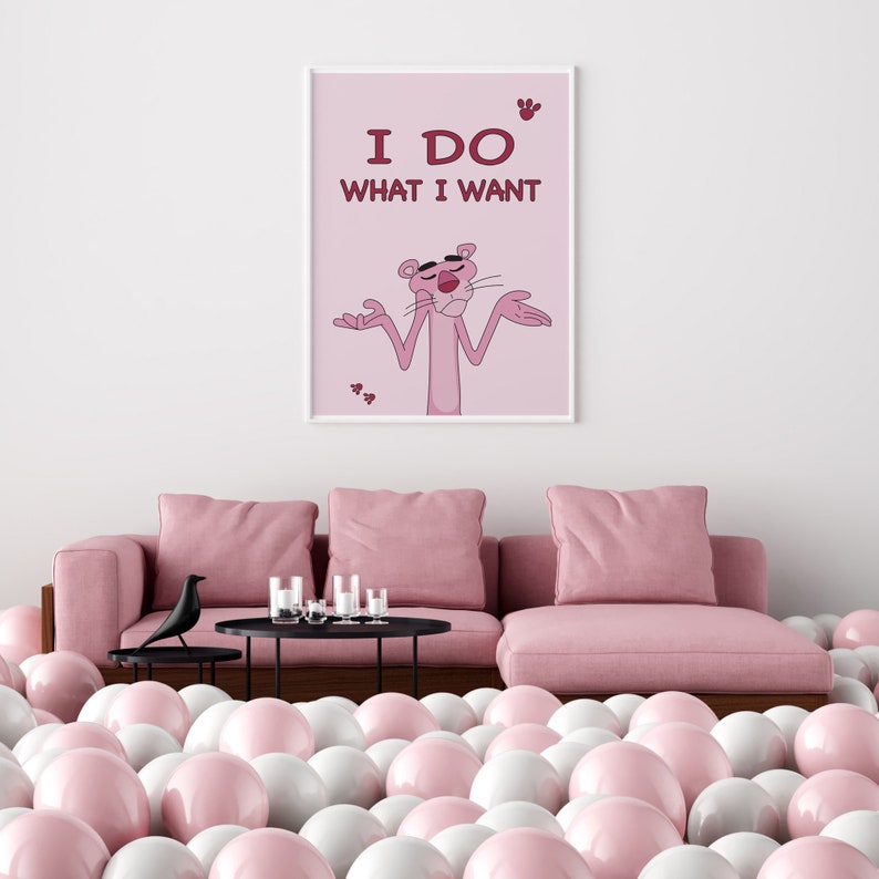 Pink Panther Quote Poster Comic Poster Cartoon Print I Etsy