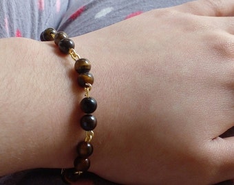 Tiger Eye Pearl Bracelet tiger's eye jewelry Gemstone Bracelet Natural Stone Bracelet healing bracelet beaded bracelet tiger eye