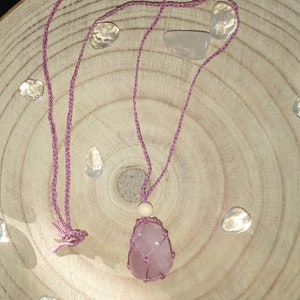 rose quartz necklace rose quartz amulet rose quartz pendant rose macrame pendant quartz macrame gifts for her Rose Quartz Jewelry