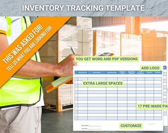 Seguimiento de inventario - Hoja de inventario - Word y PDF (17 páginas) ¡Déjelo como está o personalícelo!
