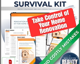 Planificador de proyectos de renovación / Lista de verificación para contratistas, seguimiento del presupuesto (carpeta para remodelación del hogar)