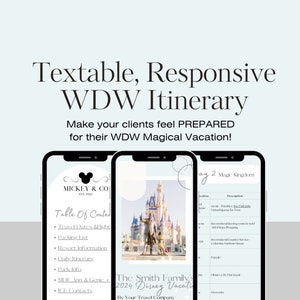 WDW Vacation Itinerary Template, Textable Itinerary for Travel Agents, Travel Itinerary Template, TravelAgent Template