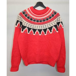 Vintage Woolrich Mohair Wool Geometric Fair Isle Nordic Print Sweater Women Sz M