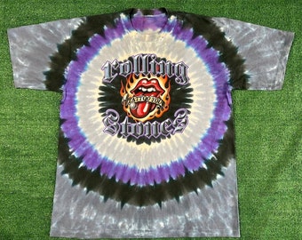 Vtg Y2k Liquid Blue Rolling Stones Tie Dye T-Shirt XL Single Stitched RARE