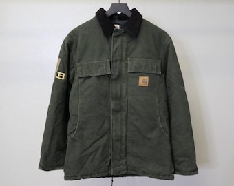 ジャケット・アウター carhatt damage faded traditional jacket Vtg BROWN Carhartt Coat Arctic quilt lined Work jacket